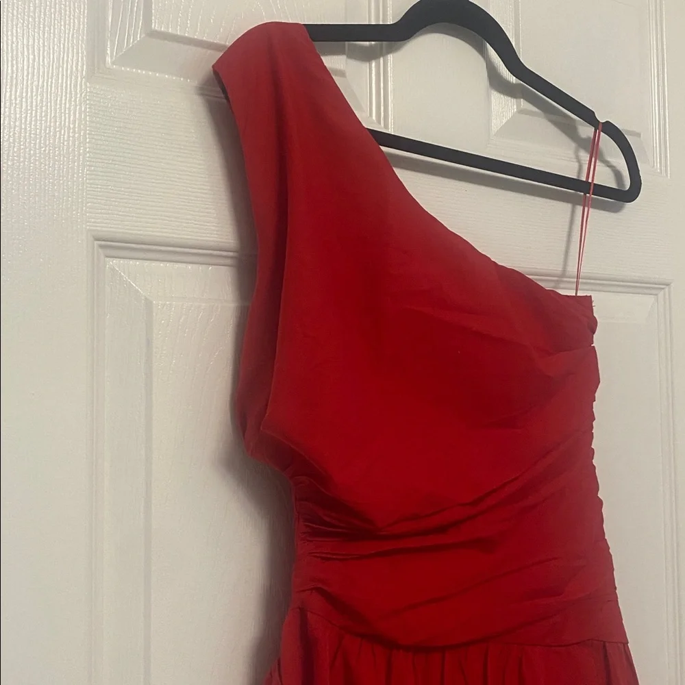 Abercrombie & Fitch Red One Shoulder Side Cutout Maxi Dress, NWT Sz Small